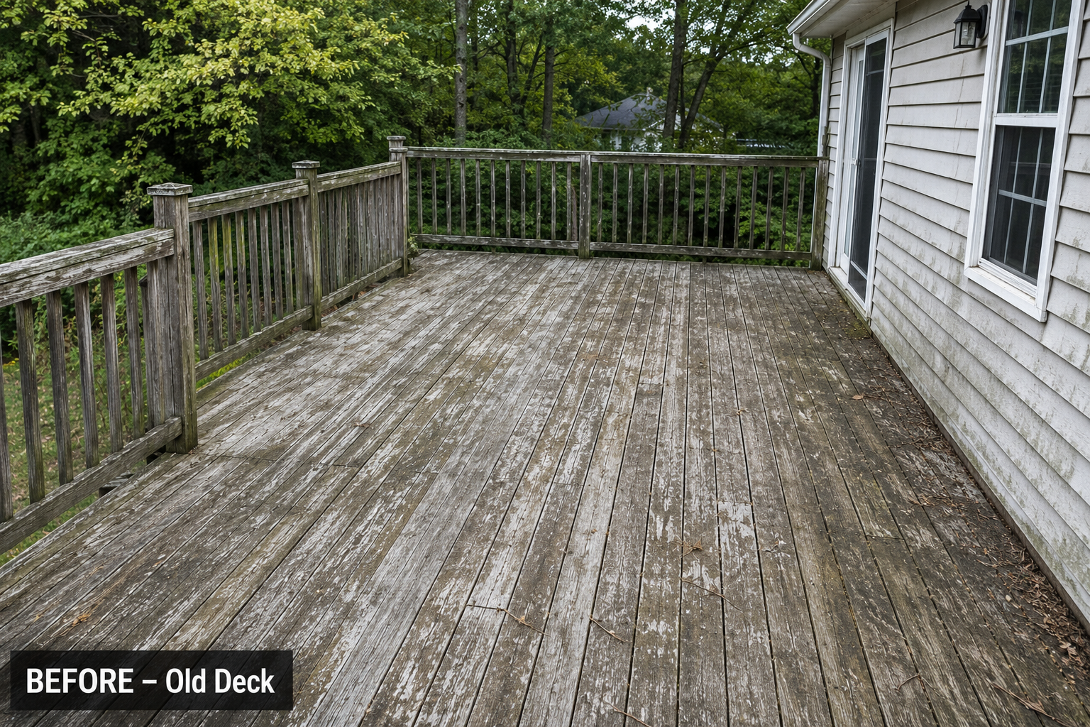 Before - old worn deck in North Raleigh NC